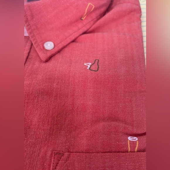 Jachs NY Men's Short Sleeve red Collar Button Down Shirt Size Medium - Picture 3 of 14